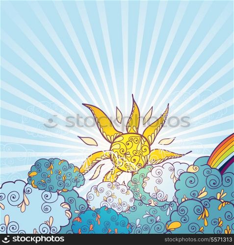 Doodles weather decorative color poster print vector illustration