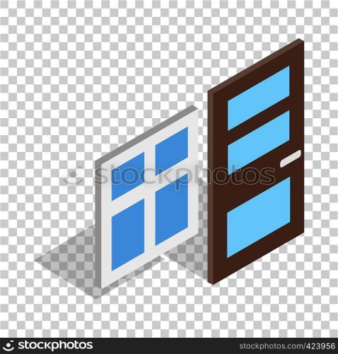 Door and window isometric icon 3d on a transparent background vector illustration. Door and window isometric icon