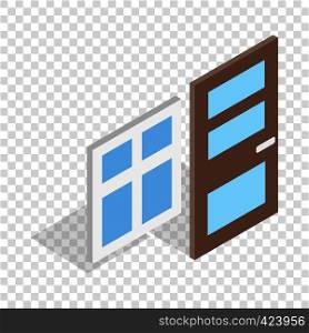 Door and window isometric icon 3d on a transparent background vector illustration. Door and window isometric icon