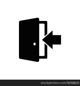 door black icon exit button icon, vector illustration. door black icon exit button, vector illustration
