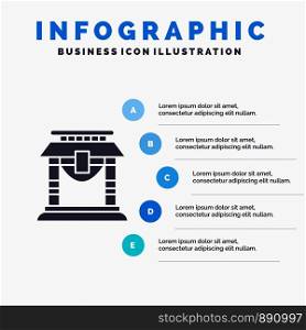 Door, Bridge, China, Chinese Infographics Presentation Template. 5 Steps Presentation