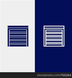 Door, City, Construction, House Line and Glyph Solid icon Blue banner Line and Glyph Solid icon Blue banner
