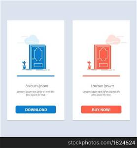 Door, Closed, Wood, Plant  Blue and Red Download and Buy Now web Widget Card Template