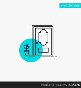 Door, Closed, Wood, Plant turquoise highlight circle point Vector icon