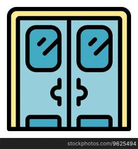 Door enter icon outline vector. Wood door. Interior lock color flat. Door enter icon vector flat