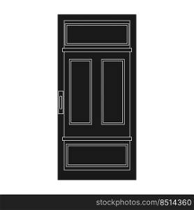 Door entrance vector illustration house solid black. Doorway interior exit isolated white and front architecture room