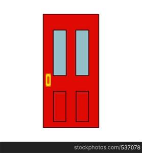 Door exterior decoration security entrance vector flat icon. House yellow doorway