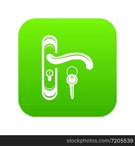 Door handle and key icon green vector isolated on white background. Door handle and key icon green vector