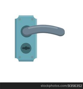 Door handle. Doorway and entrance element. Lock and keyhole. Opening and closing. Cartoon flat icon isolated on white. Door handle. Doorway and entrance element