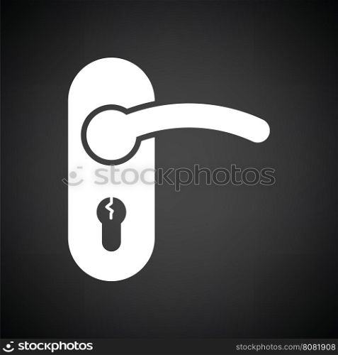 Door handle icon. Black background with white. Vector illustration.