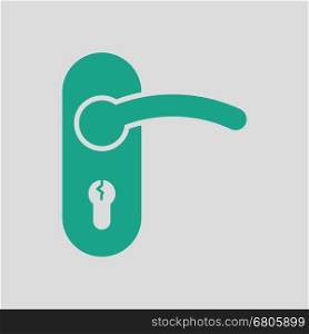 Door handle icon. Gray background with green. Vector illustration.