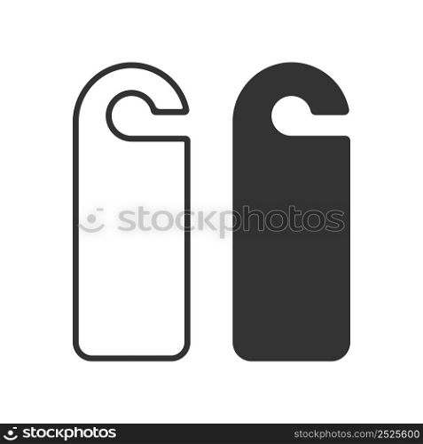 Door hanger icon. Paper tag hotel illustration symbol. Sign hinged map vector.
