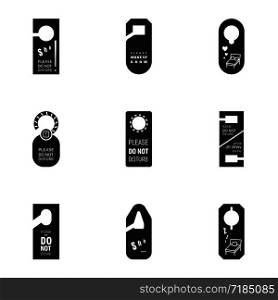 Door hanger tag icon set. Simple set of 9 door hanger tag vector icons for web design isolated on white background. Door hanger tag icon set, simple style