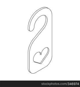 Door hanger with heart icon in isometric 3d style on a white background. Door hanger with heart icon, isometric 3d style