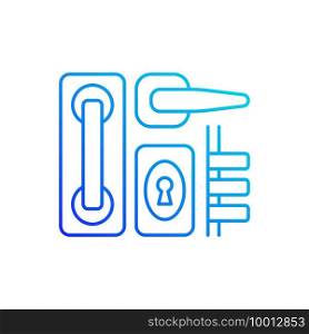 Door hardware gradient linear vector icon. Locks and levers. Latch mechanism. Installation in windows, balcony doors. Thin line color symbols. Modern style pictogram. Vector isolated outline drawing. Door hardware linear vector icon