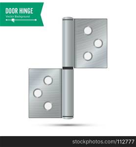 Door Hinge Vector. Classic And Industrial Ironmongery Isolated On White Background. Simple Entry Door Metal Hinge Icon. Stainless Steel. Stock Illustration. Door Hinge Vector. Classic And Industrial Ironmongery Isolated On White Background. Simple Entry Door Metal Hinge Icon. Stainless Steel. Stock Illustration.