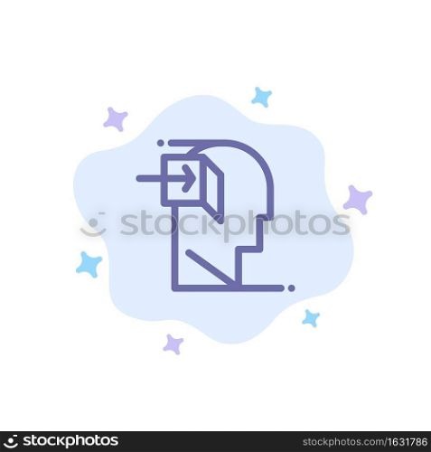 Door, Human, Inner, Mind, Minded Blue Icon on Abstract Cloud Background