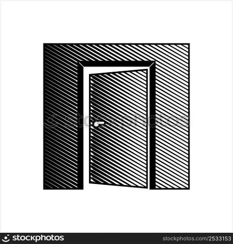 Door Icon, Architectural Door Icon, Entry Exit Door Vector Art Illustration