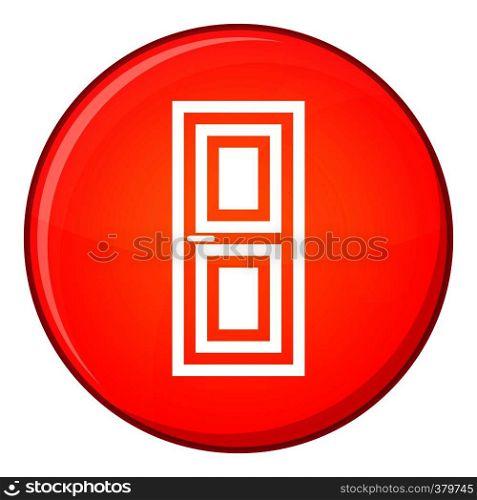 Door icon in red circle isolated on white background vector illustration. Door icon, flat style