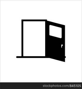 Door Icon, Open Door Vector Art Illustration