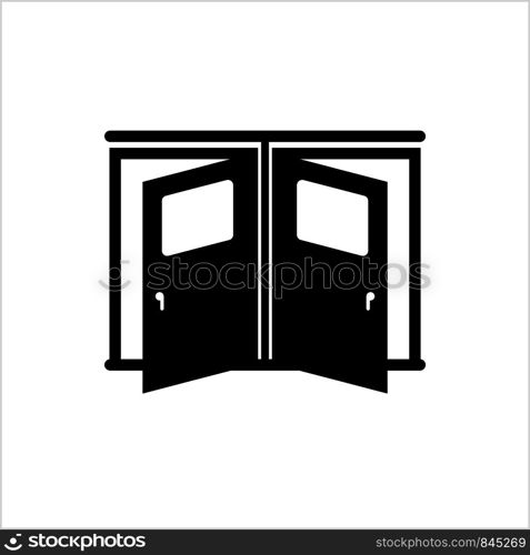 Door Icon, Open Door Vector Art Illustration