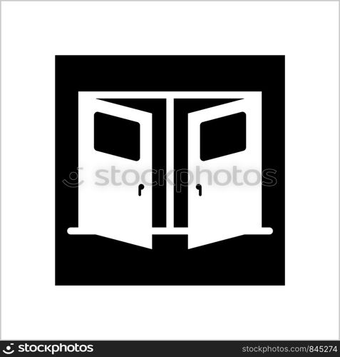 Door Icon, Open Door Vector Art Illustration