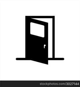 Door Icon, Open Door Vector Art Illustration. Door Icon, Open Door