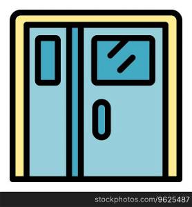 Door icon outline vector. Front home. Wooden design color flat. Door icon vector flat