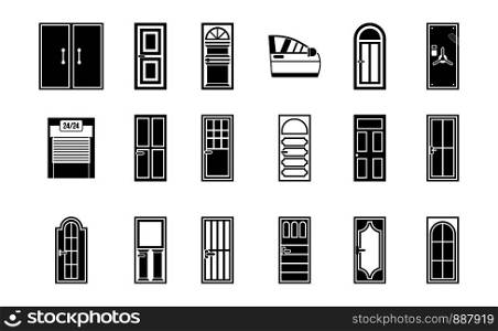 Door icon set. Simple set of door vector icons for web design isolated on white background. Door icon set, simple style