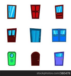 Door icons set. Cartoon illustration of 9 door vector icons for web. Door icons set, cartoon style