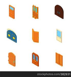 Door icons set. Cartoon illustration of 9 door vector icons for web. Door icons set, cartoon style