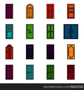 Door icons set. Doodle illustration of vector icons isolated on white background for any web design. Door icons doodle set