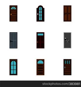 Door icons set. Flat illustration of 9 door vector icons for web. Door icons set, flat style