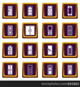 Door icons set in purple color isolated vector illustration for web and any design. Door icons set purple