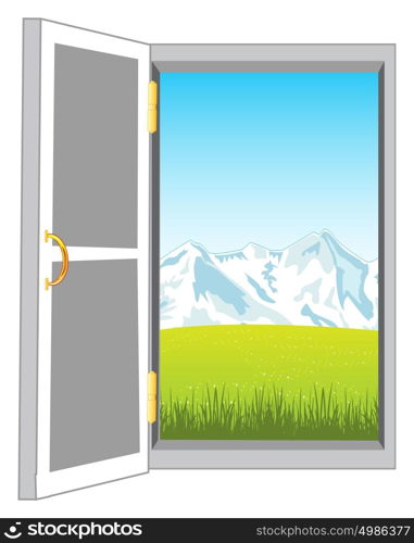 Door in nature. Openning door in nature on white background is insulated