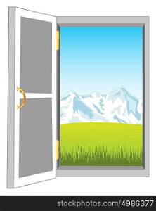 Door in nature. Openning door in nature on white background is insulated