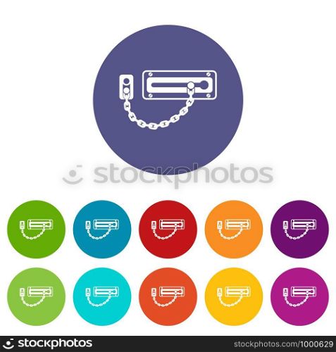 Door latch icons color set vector for any web design on white background. Door latch icons set vector color
