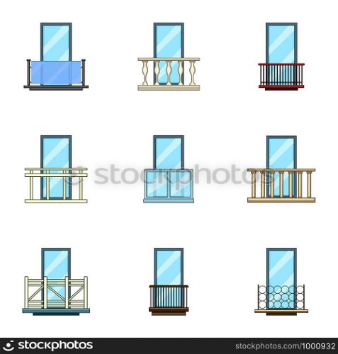 Door leaf icons set. Cartoon set of 9 door leaf vector icons for web isolated on white background. Door leaf icons set, cartoon style