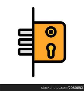 Door Lock Icon. Editable Bold Outline With Color Fill Design. Vector Illustration.