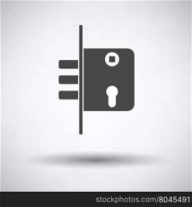Door lock icon on gray background, round shadow. Vector illustration.