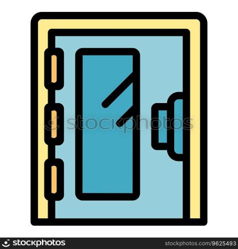 Door lock icon outline vector. Wooden door. Wall house color flat. Door lock icon vector flat