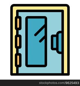 Door lock icon outline vector. Wooden door. Wall house color flat. Door lock icon vector flat