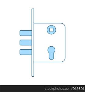 Door Lock Icon. Thin Line With Blue Fill Design. Vector Illustration.