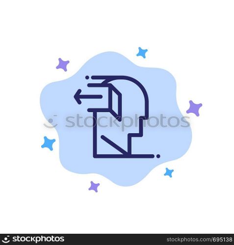 Door, Mind, Negative, Out, Release Blue Icon on Abstract Cloud Background