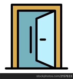 Door out icon. Outline door out vector icon color flat isolated. Door out icon color outline vector