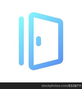 Door pixel perfect gradient linear ui icon. Emergency exit. Hotel safety. Fire evacuation. Line color user interface symbol. Modern style pictogram. Vector isolated outline illustration. Door pixel perfect gradient linear ui icon
