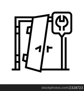 door repairs line icon vector. door repairs sign. isolated contour symbol black illustration. door repairs line icon vector illustration