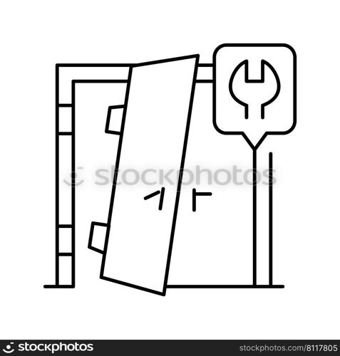 door repairs line icon vector. door repairs sign. isolated contour symbol black illustration. door repairs line icon vector illustration