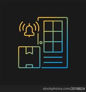Door to door shipping service gradient vector icon for dark theme. Delivering goods to client location. Thin line color symbol. Modern style pictogram. Vector isolated outline drawing. Door to door shipping service gradient vector icon for dark theme