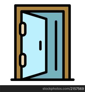 Door to the street icon. Outline door to the street vector icon color flat isolated. Door to the street icon color outline vector